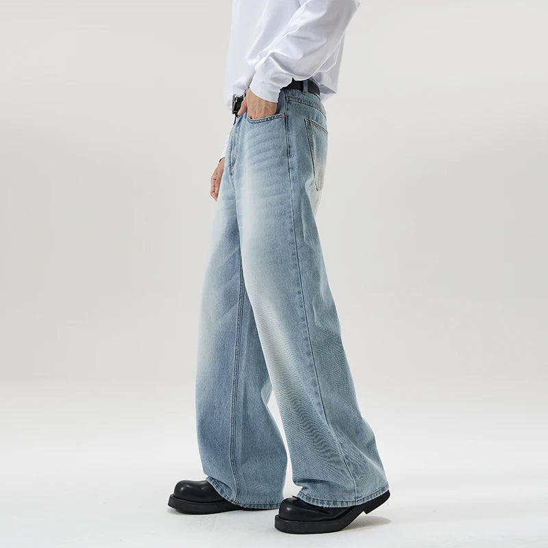 Men's Retro Jeans Korean High Street Hip-hop Loose Straight Leg Wide Leg Pants Y2k Fashion Baggy Pants Street Clothing 4 Colors