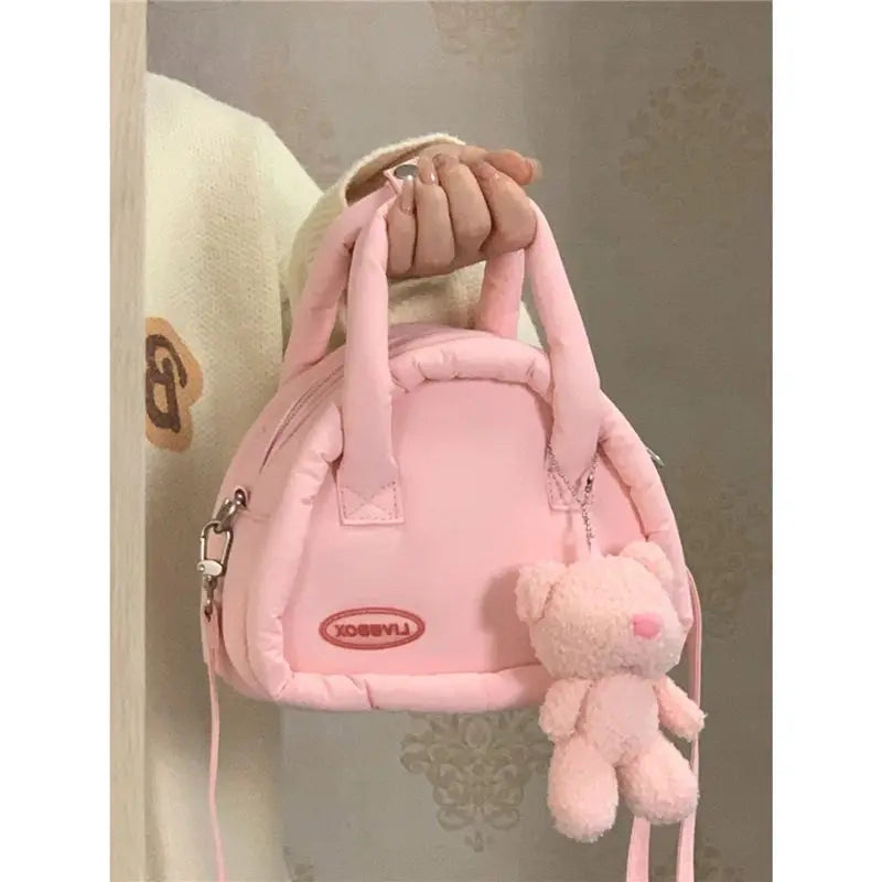 Xiuya Sweet Cute Handbags for Women Fluffy Soft Clouds Casual Crossbody Bag Harajuku 2023 Style Summer New Fashion Shoulder Bag