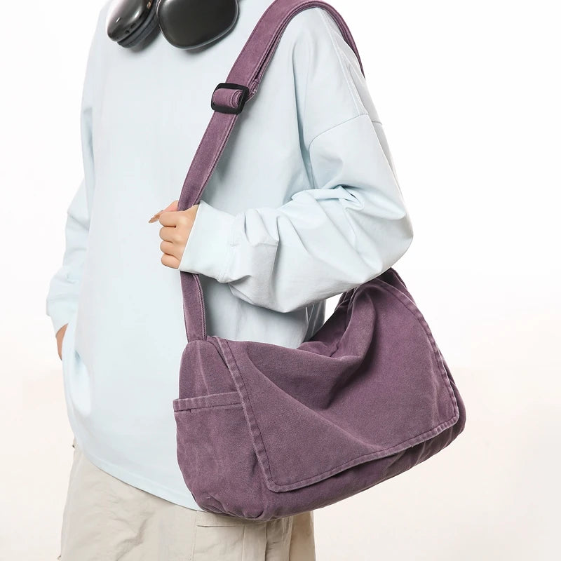 Men'S Minimalist Large Capacity Messenger Bag, Casual Shoulder Bag, Suitable for Vacation, Outdoor Activities, Daily Commuting