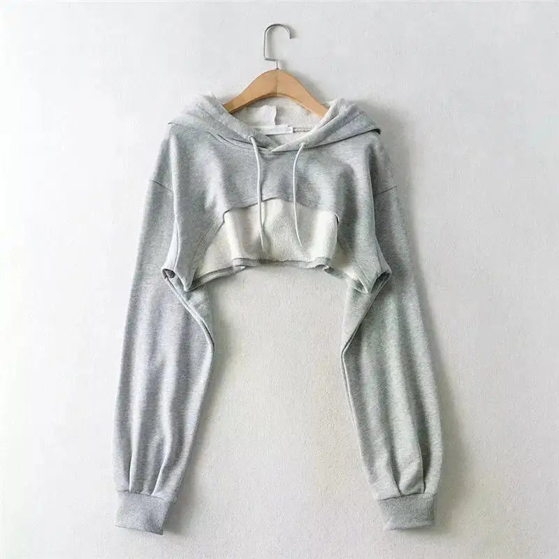 Hoodie Female Hoodie Personality Irregular Crop Ultra Short Style Long Sleeve Top Female Drop Shipping Sweatshirt Y2k Clothes