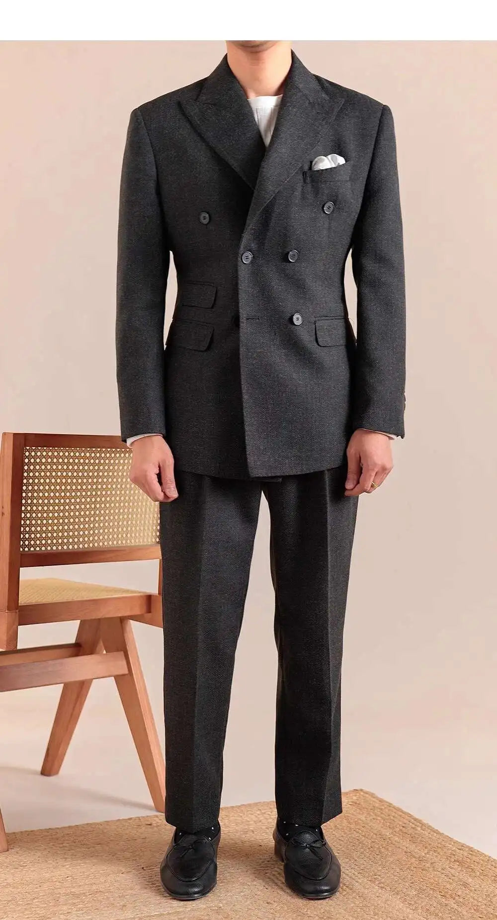 2025 Spring British Style Men Blazers Double Breasted Casual Suit Jacket Wedding Business Coat Social Banquet Tuxedo Costume