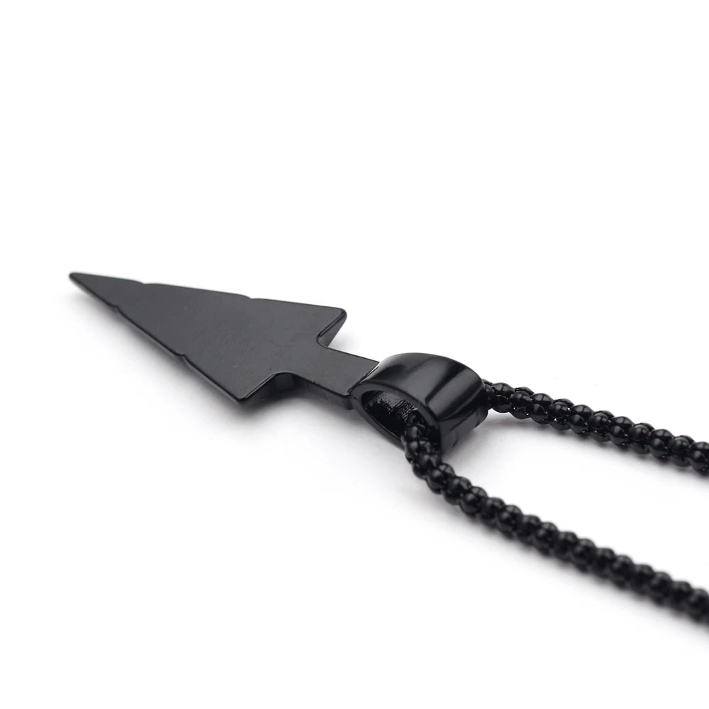 Men Black Long Necklace with Arrow Pendant Jewelry Chain Hip Hop Punk Rock Christmas Halloween Gift Wholesale
