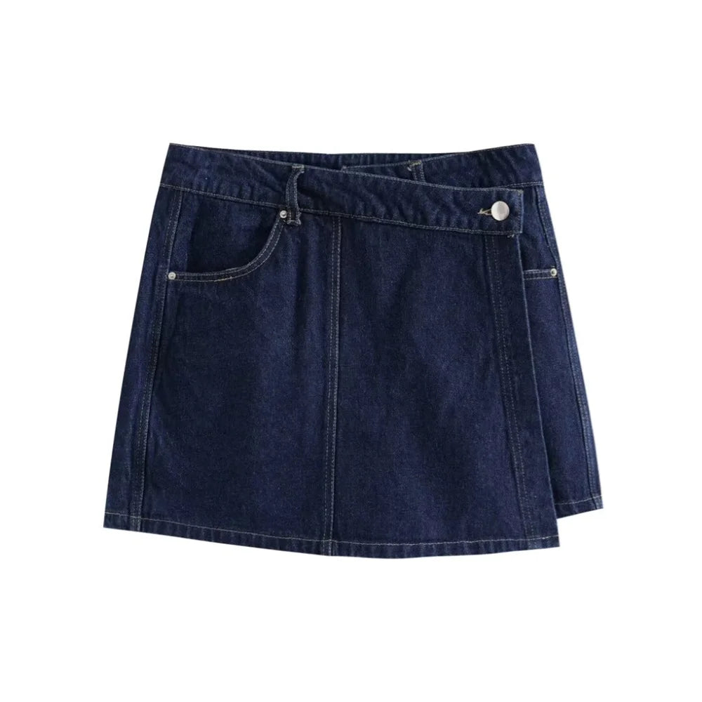 2024ZAR * Spring/Summer New Women's American Retro Versatile, Small and Popular, Western Design, Button Decorated Jeans Skirt