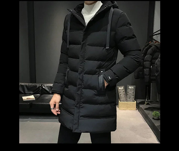 Men Long Down Jackets Winter Coats Chaquetas Hooded Casual Winter Parkas High Quality Male Green Warm Parkas Coats Size 8XL