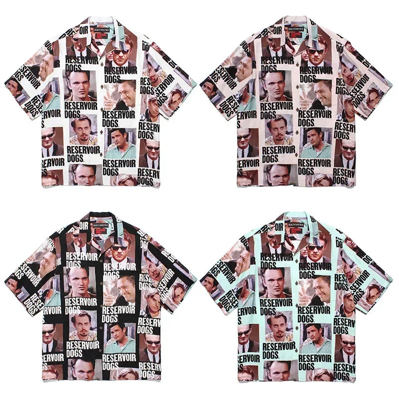 Summer Blue Letters Embroidery WACKO MARIA Shirts Men Women Graphics Print Hawaiian Short Sleeve Tee Casual Fashion Beach Shirt