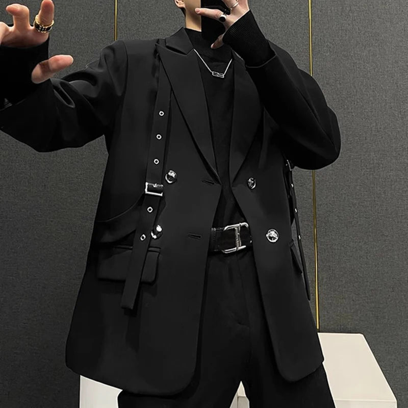 INCERUN Korean Fashion Men Blazer Casual  Long Sleeve Solid Tops Pocket Button Steetwear Male Outfits Well Fitting Vintage Coats