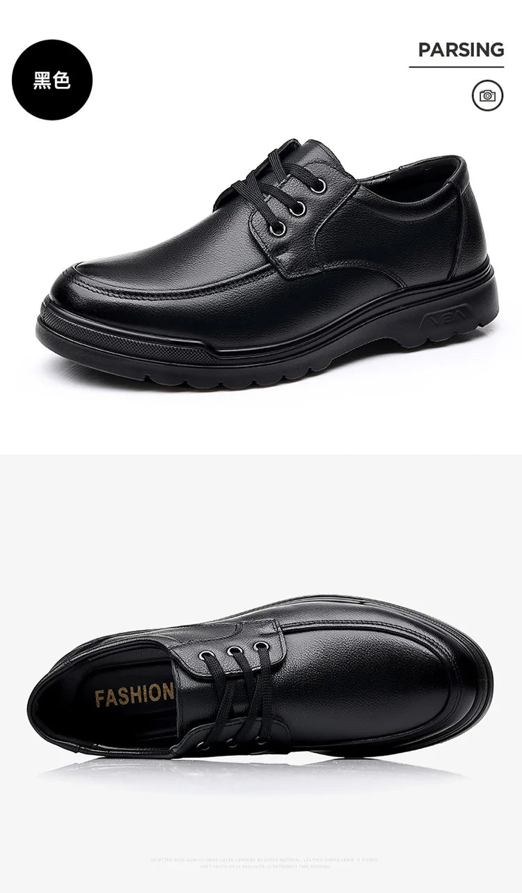 Cowhide Men Shoes Men Business Casual Leather Shoes Men Fashion Breathable Shoes British Casual Lace Up Single Leather Shoes