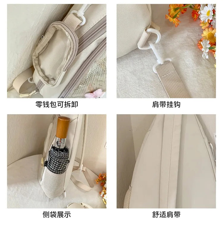 Casual Travel Transparent Zipper Shoulder Bag Vintage Women All Match Simple Ita Bag Y2K Girls Fashion Crossbody Bags Handbags
