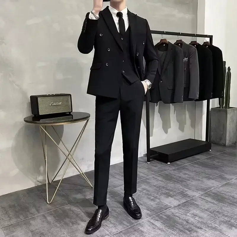 Wedding 2 Piece Outfit Set Male Slim Fit Full Men's Suits and Blazers Dress Formal Groom Clothes Elegant Spring Autumn Luxury