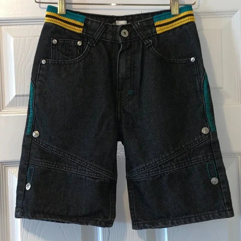 90s American Straight Pants Men and Women Universal Jeans Street Fashion Versatile Shorts Personalized Harajuku Hip hop Clothing