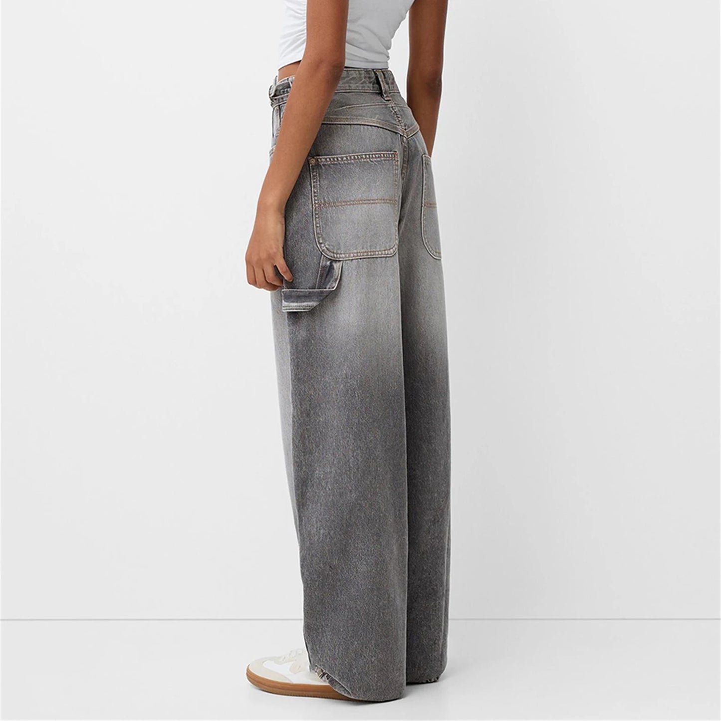 Womens Jeans High Waisted Straight Wide Leg Baggy Jeans Y2k Boyfriend Vintage Washed Loose Denim Pants Cyber Grunge Streetwear