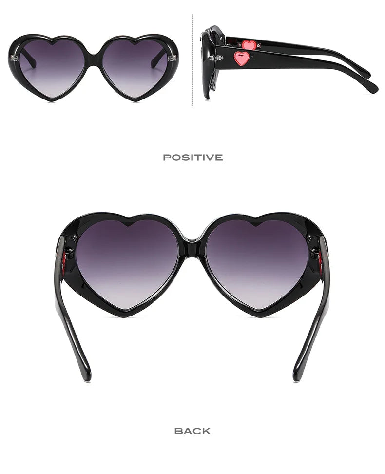 Fashion Ladies Oversized Frame Eyewear New Love Shape Iridescent Shade Luxury Designer Women's Heart Gradient Sunglasses Women