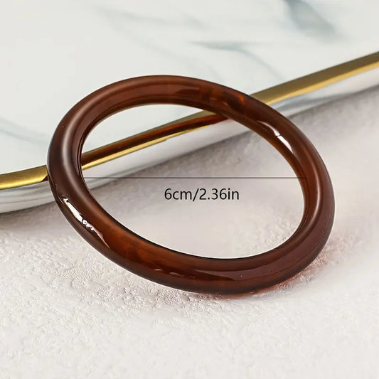 KMVEXO Vintage Punk Brown Coffee Thick Resin Acrylic Smudging Bangles Geometric Irregular Bangle Bracelets For Women Men Jewelry