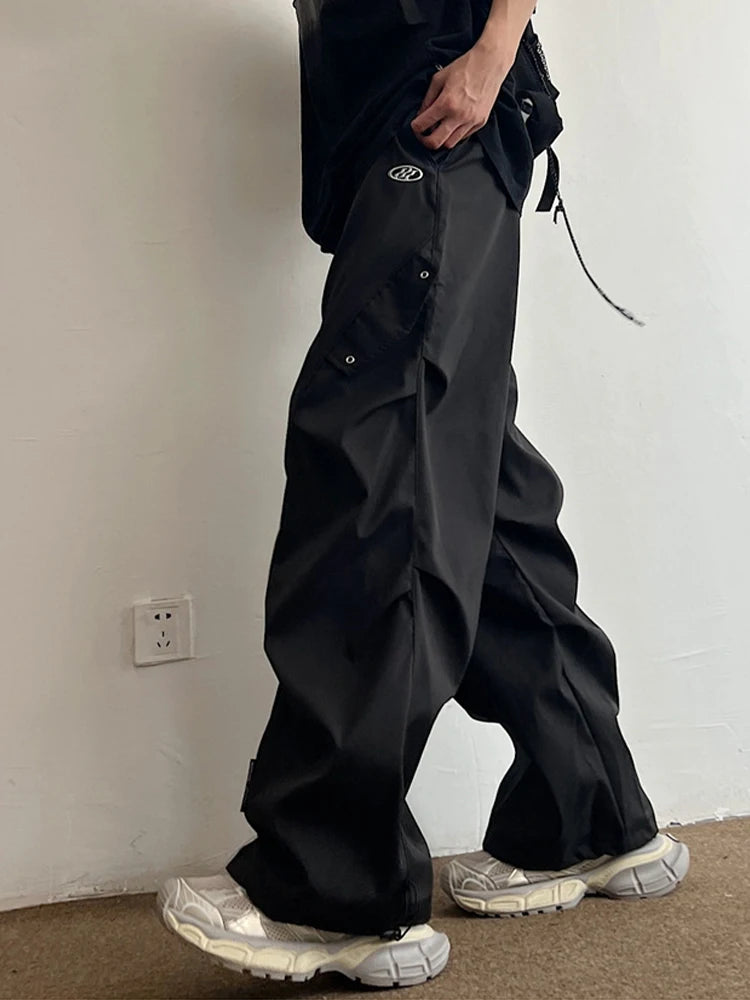 Techwear Parachute Cargo Pants Men Hip Hop Wide Leg Trousers Male Quick Drying Streetwear Loose Oversize Korean Hip Hop