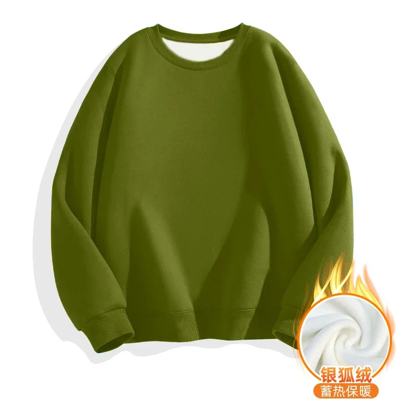LEGIBLE 2025 Autumn Winter Woman's Hoodies Oversize Female Loose Solid Thicken Fleece Warm Women Sweatshirts Lady