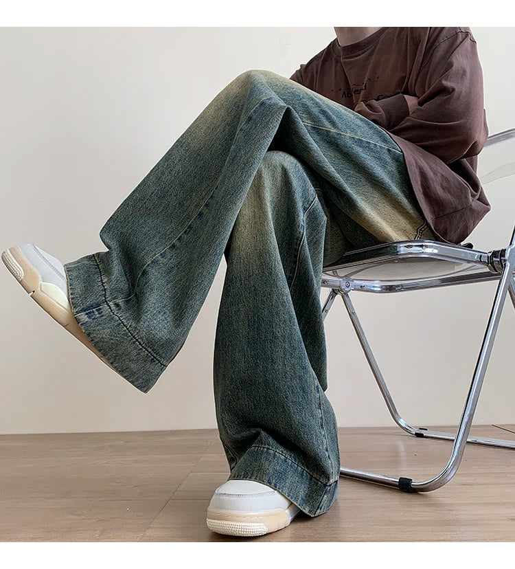 Jeans men Casual Baggy Straight Distressed Vintage Jean Pants Wide-leg Denim Trousers Male Oversize Streetwear Fashion
