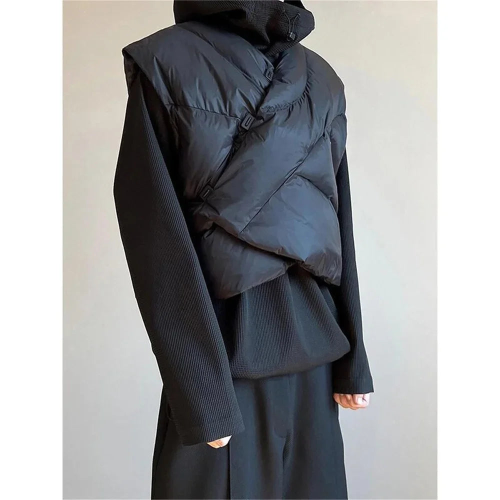 2025 New Vest Jacket Women Winter Warm Waistcoats Korean Fashion Ladies Stand Collar Down Coat Female Loose Oversize Outwears