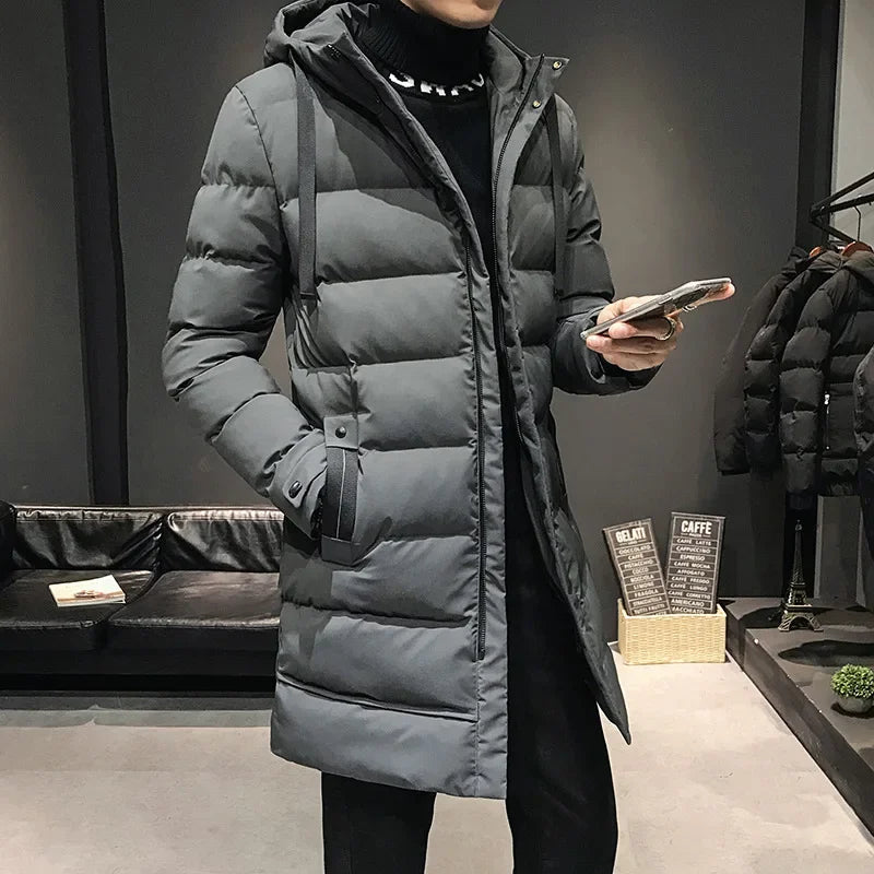 Men Long Down Jackets Winter Coats Chaquetas Hooded Casual Winter Parkas High Quality Male Green Warm Parkas Coats Size 8XL