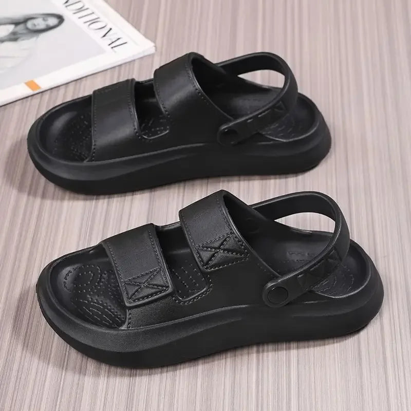 High Quality Summer Fashion Solid Color Convenient Men's Lightweight Slip on Casual Wear Resistant Large Size Sandals