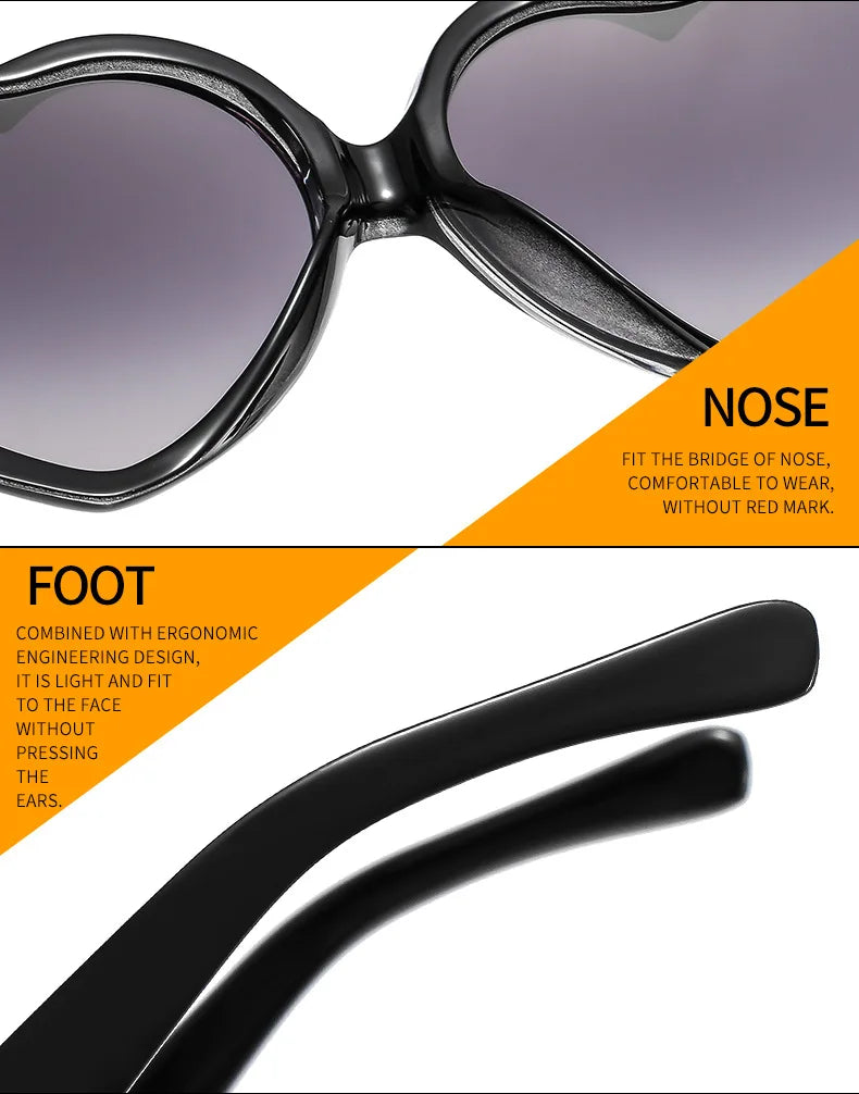Fashion Ladies Oversized Frame Eyewear New Love Shape Iridescent Shade Luxury Designer Women's Heart Gradient Sunglasses Women