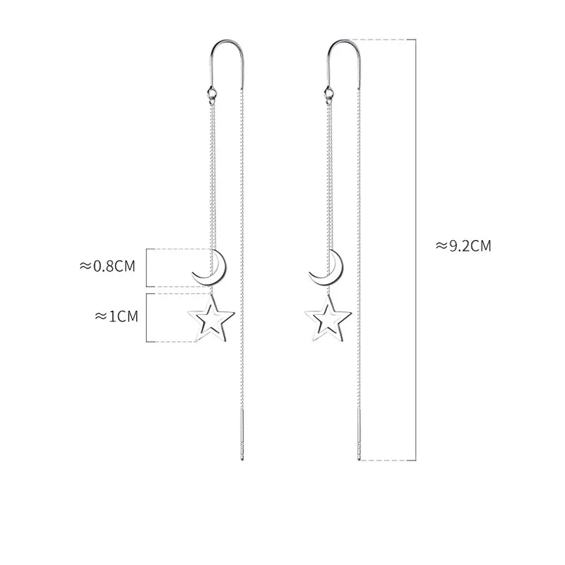 Ventfille 925 Sterling Silver Star Earring for Women Girl Simple Tassels Chain Fashion Office Jewelry Gift Dropshipping