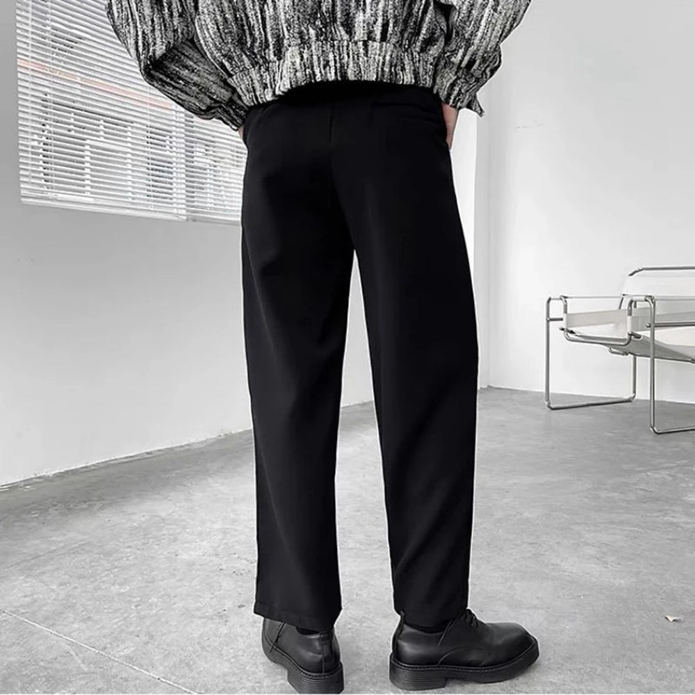 Mens Suit Pants Hook Loop Casual Pants Streetwear Fashion Youth Campus Casual All-Match Straight Pants Men'S Clothing 2025 New