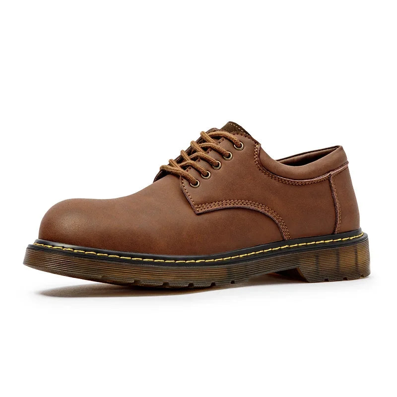 Maden Men's British Genuine Leather Shoes Spring Autumn Outdoor Casual Work Ankle Boots Designer Luxury Low Top Safety Shoes