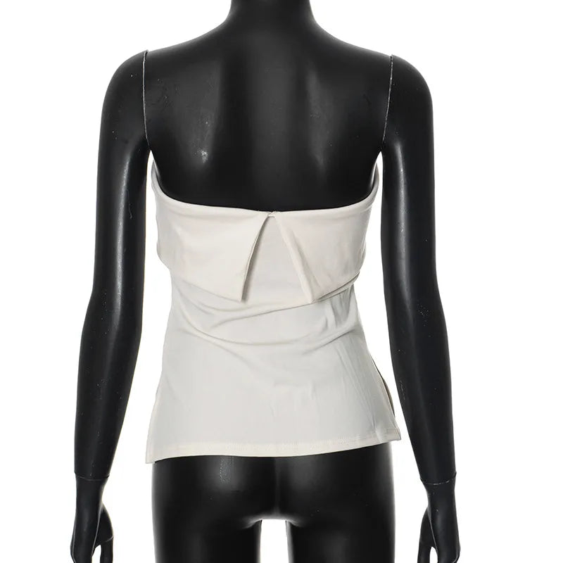 Solid Tube Tops For Women Strapless Bra Turndown Slash Neck Lenceria Femenina Backless Bralette Femme Split Bandeau Top Sexy