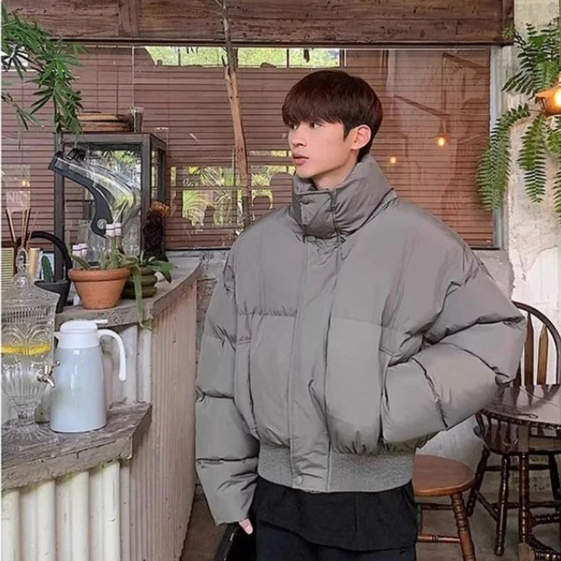 Short Stand-collar Padded Jacket Autumn Winter Loose Versatile Trendy Men's Jacket Korean Style High-end Personalized Parkas
