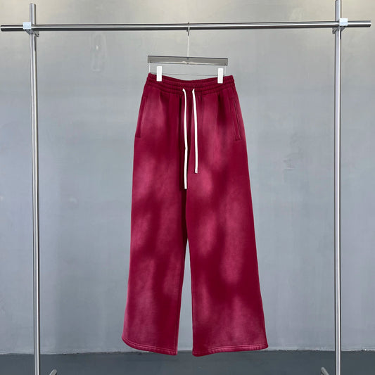 Autumn and winter 2024 new splash ink white spray-dyed loose plus velvet joggers