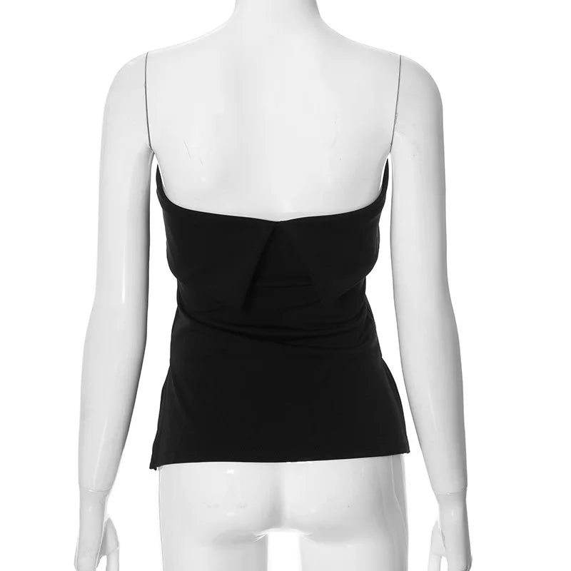 Solid Tube Tops For Women Strapless Bra Turndown Slash Neck Lenceria Femenina Backless Bralette Femme Split Bandeau Top Sexy