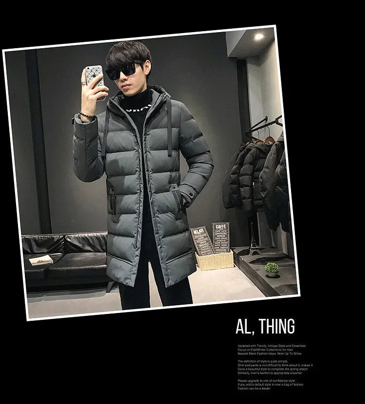 Men Long Down Jackets Winter Coats Chaquetas Hooded Casual Winter Parkas High Quality Male Green Warm Parkas Coats Size 8XL