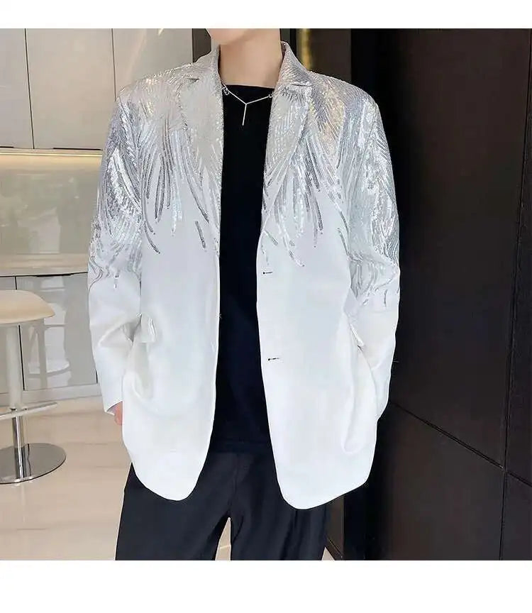 IEFB Embroidery Sequin Trendy Casual Men's Blazer Spring New Fashion Male Jacket Streetwear Suit Coat Personality 9Y9245