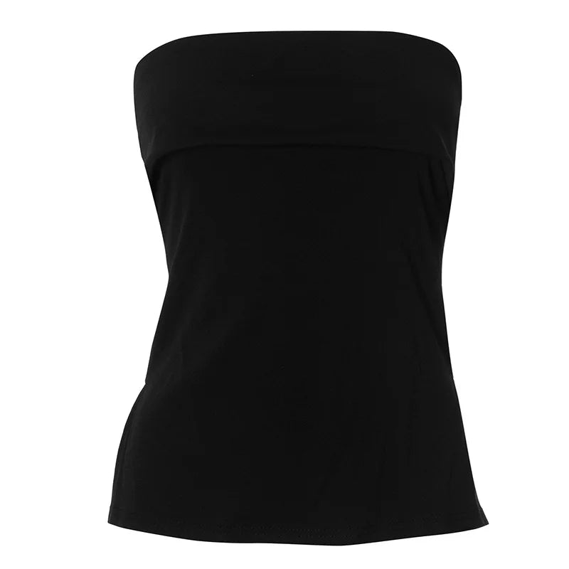 Solid Tube Tops For Women Strapless Bra Turndown Slash Neck Lenceria Femenina Backless Bralette Femme Split Bandeau Top Sexy
