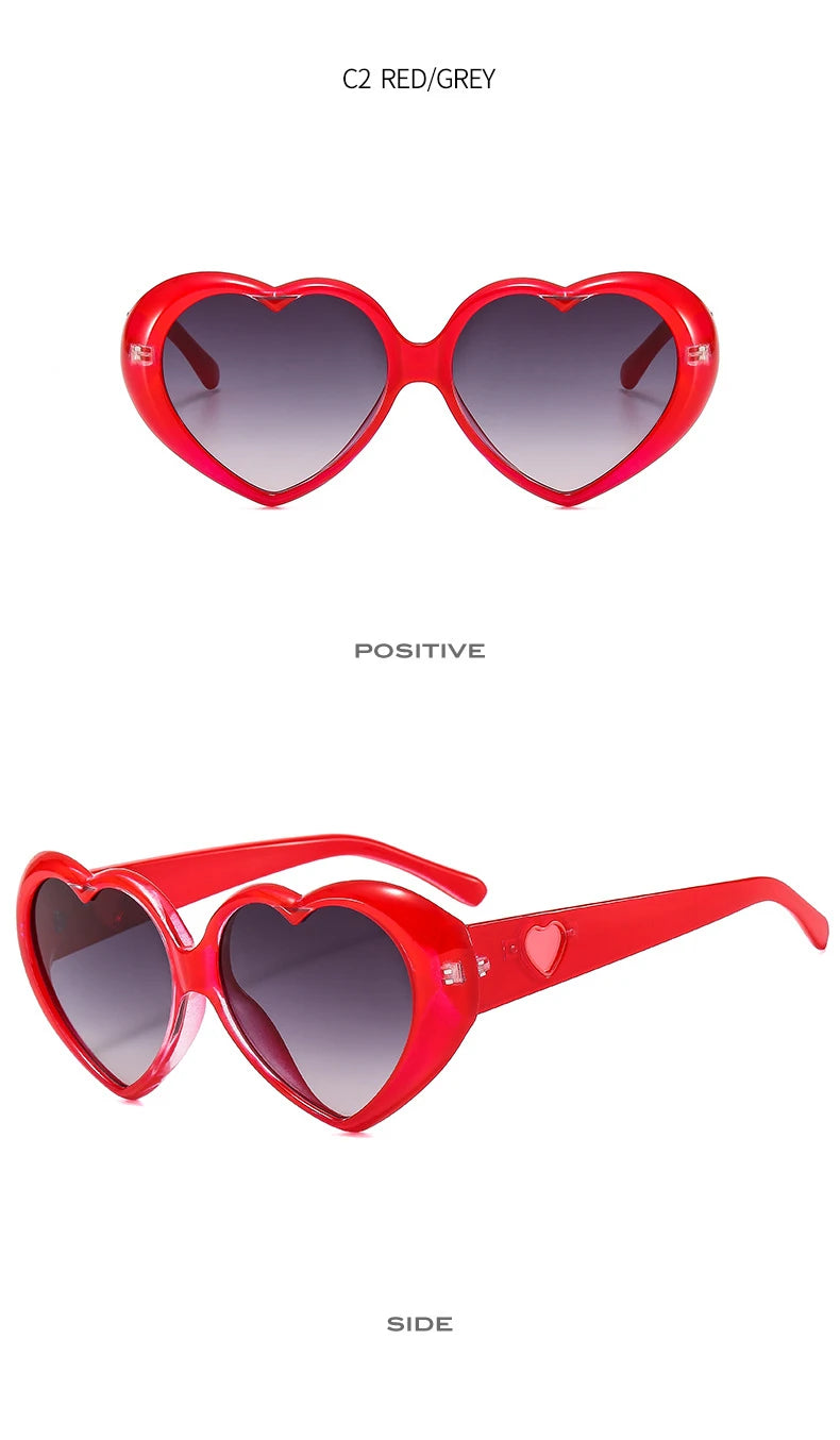 Fashion Ladies Oversized Frame Eyewear New Love Shape Iridescent Shade Luxury Designer Women's Heart Gradient Sunglasses Women