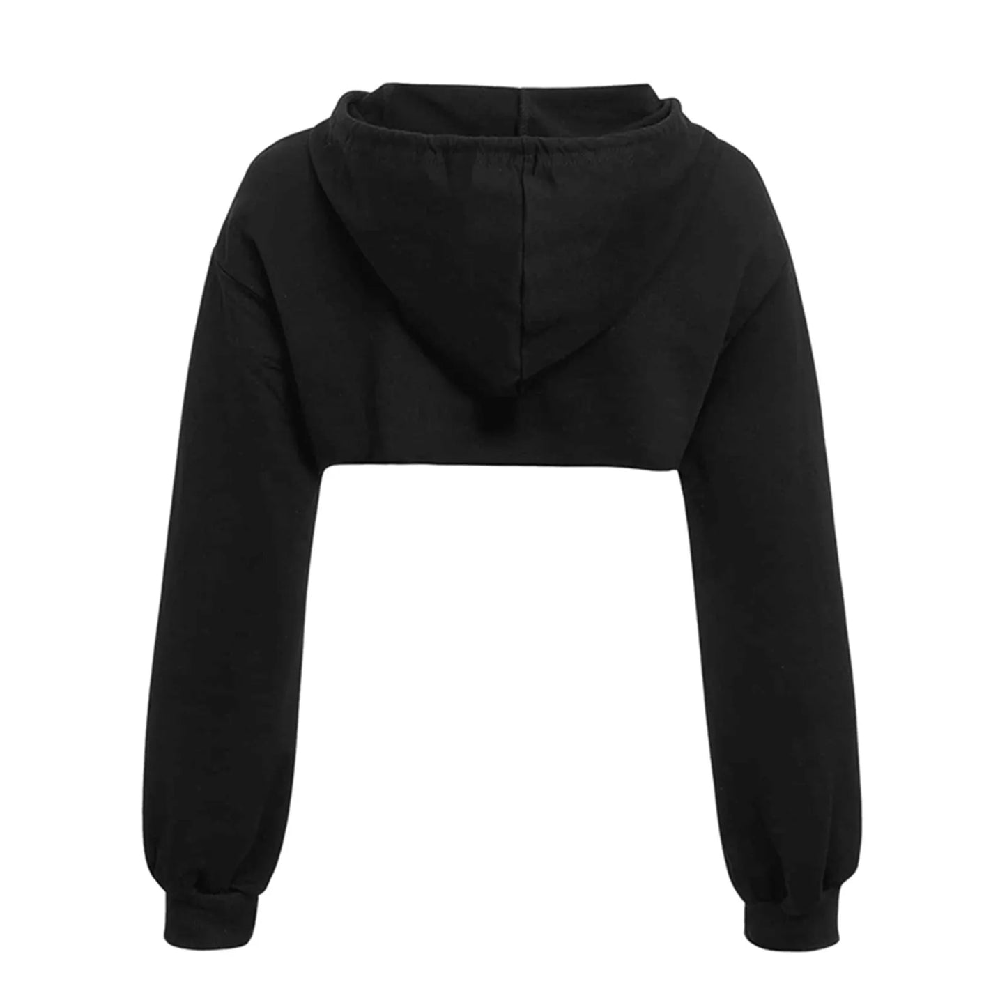 Women's Cropped Hooded Sweatshirt Solid Color Long Sleeve Front Hollow Out Short Hoodies Sweater Spring Autumn Streetwear