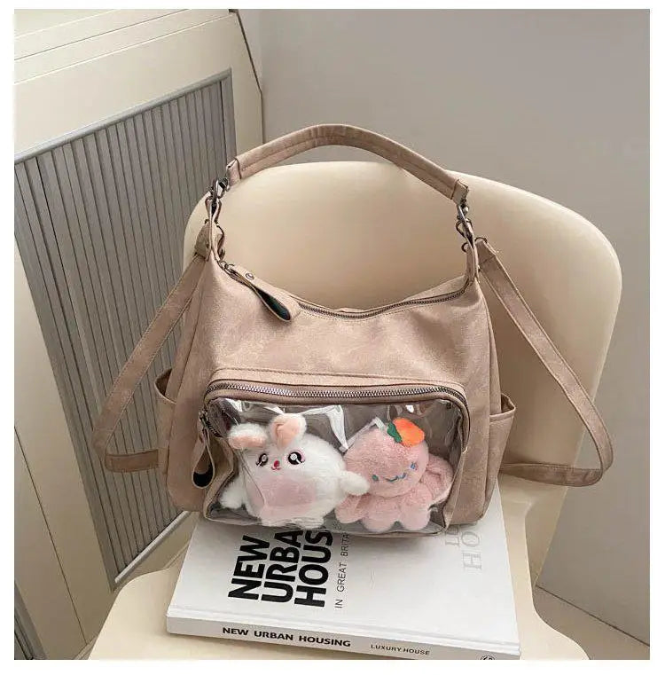 MBTI Casual Ita Bag for Women Fashion Aesthetic Y2k Large Capacity Shoulder Bag Transparent Daily Advanced Harajuku New Handbag