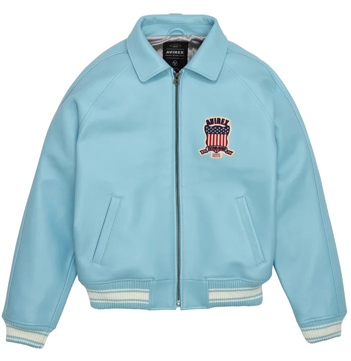 Men's Genuine Leather Varsity Jacket Us plus size Thick European lambskin High Quality Embroidery Avirex Brand