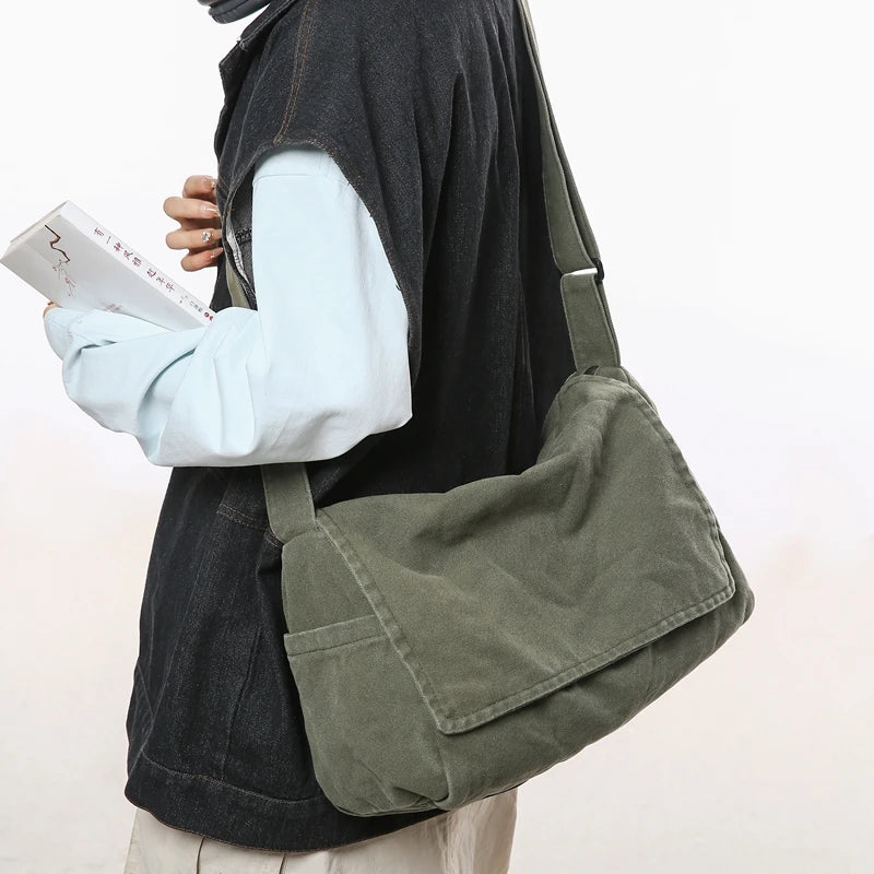 Men'S Minimalist Large Capacity Messenger Bag, Casual Shoulder Bag, Suitable for Vacation, Outdoor Activities, Daily Commuting