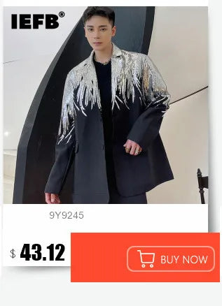 IEFB Embroidery Sequin Trendy Casual Men's Blazer Spring New Fashion Male Jacket Streetwear Suit Coat Personality 9Y9245
