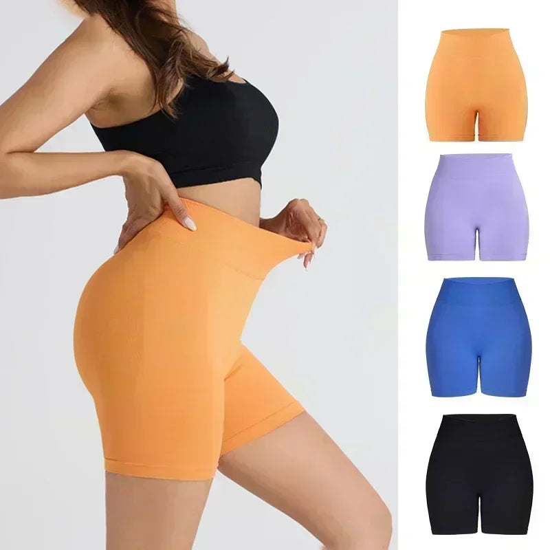 Impact Shorts Low Ribbed Waist Band Women Scrunch Bum Gym Shorts Seamless Yoga Shorts Workout Biker Short Stretch Fitness Short