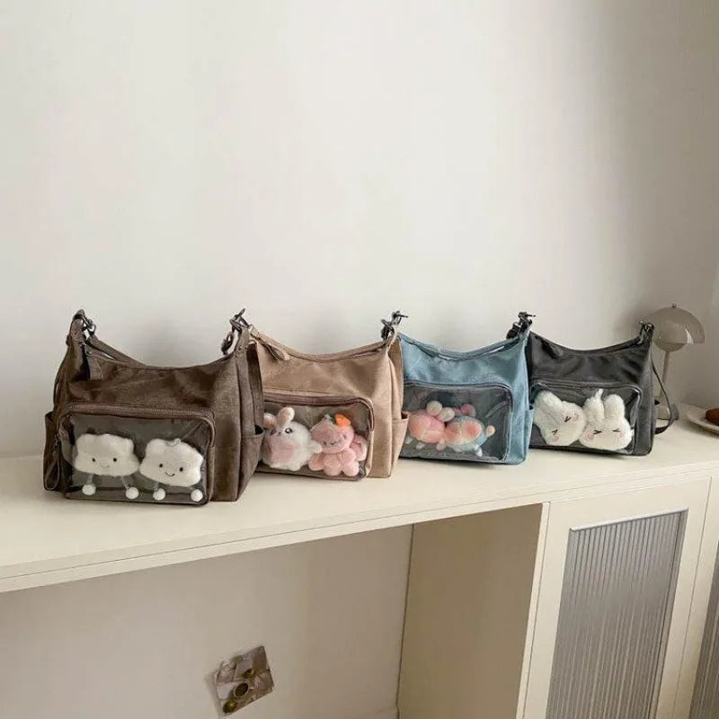 MBTI Casual Ita Bag for Women Fashion Aesthetic Y2k Large Capacity Shoulder Bag Transparent Daily Advanced Harajuku New Handbag