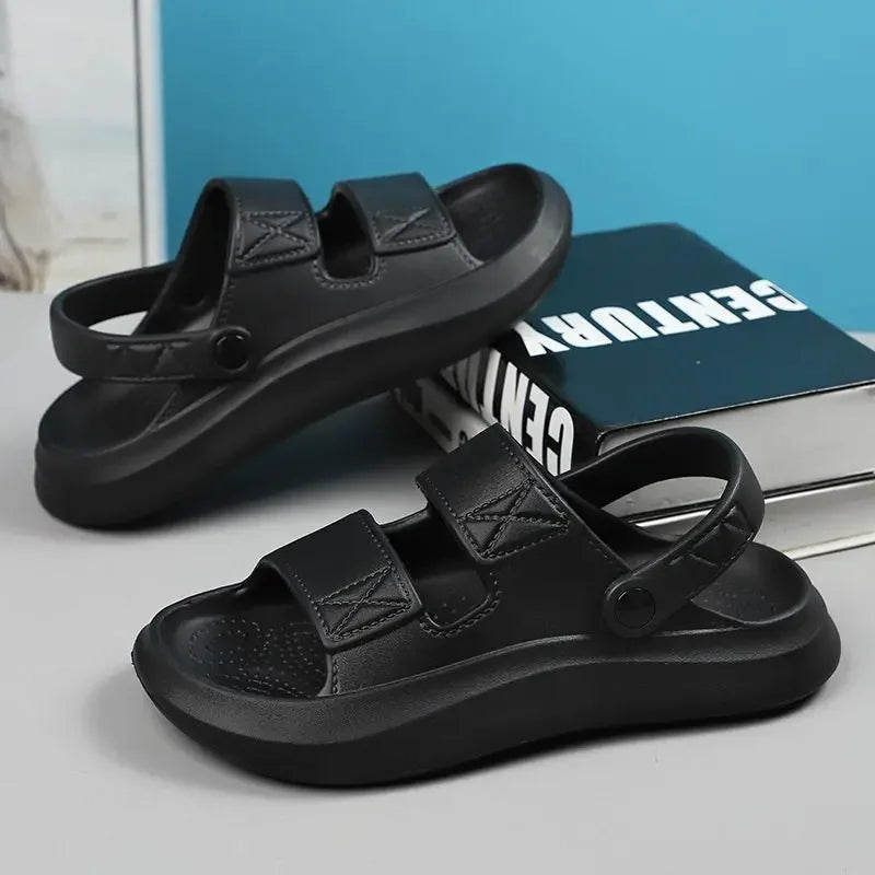 High Quality Summer Fashion Solid Color Convenient Men's Lightweight Slip on Casual Wear Resistant Large Size Sandals