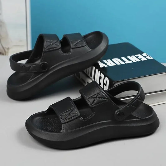 High Quality Summer Fashion Solid Color Convenient Men's Lightweight Slip on Casual Wear Resistant Large Size Sandals