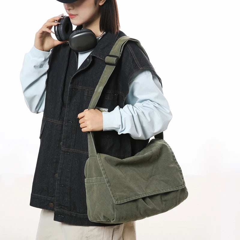 Men'S Minimalist Large Capacity Messenger Bag, Casual Shoulder Bag, Suitable for Vacation, Outdoor Activities, Daily Commuting
