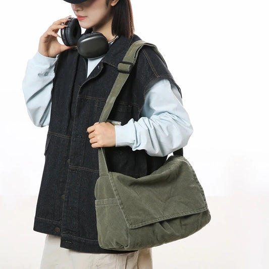 Men'S Minimalist Large Capacity Messenger Bag, Casual Shoulder Bag, Suitable for Vacation, Outdoor Activities, Daily Commuting