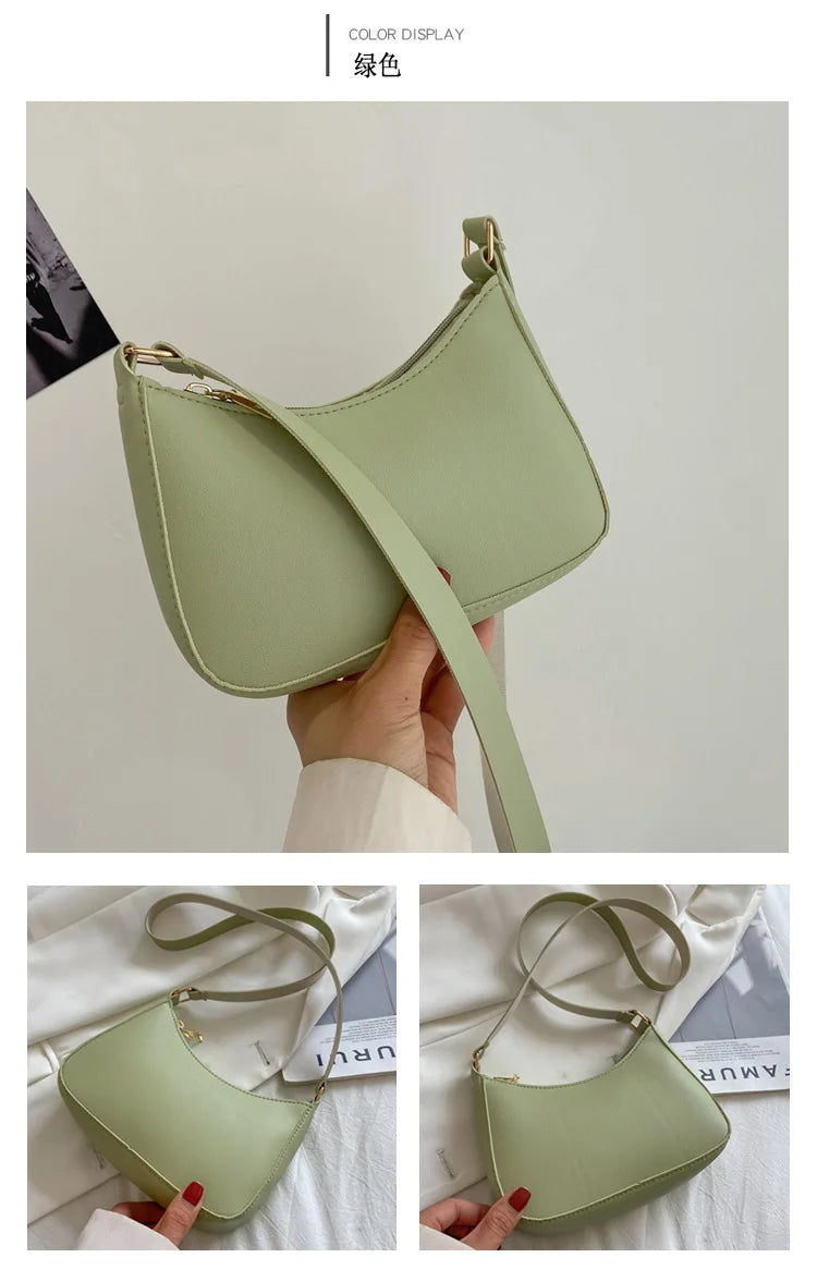 New Women's Fashion Handbags Retro Solid Color PU Leather Shoulder Underarm Bag Casual Women Handbags Designer Bag for Women