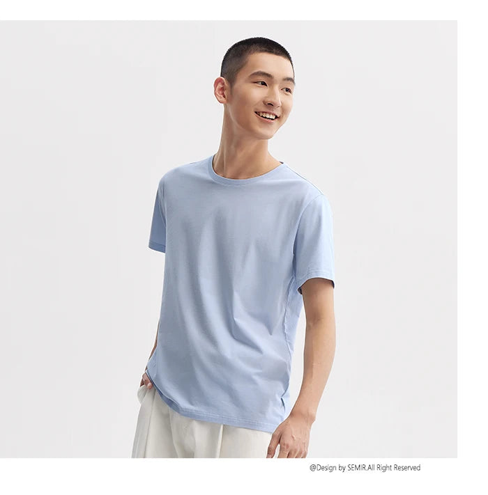 Semir Short Sleeve T-Shirt Men 2024 Summer New Simple Solid Colour Top Slim Pullover Summer Clothing T Shirt