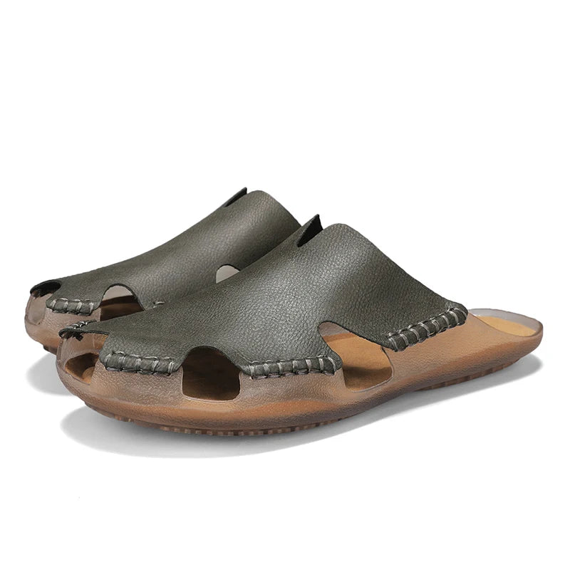 Large Men's Summer Leather Sandals Slippers Soft Sandals Men's Roman Comfortable Outdoor Walking Shoes 38-48