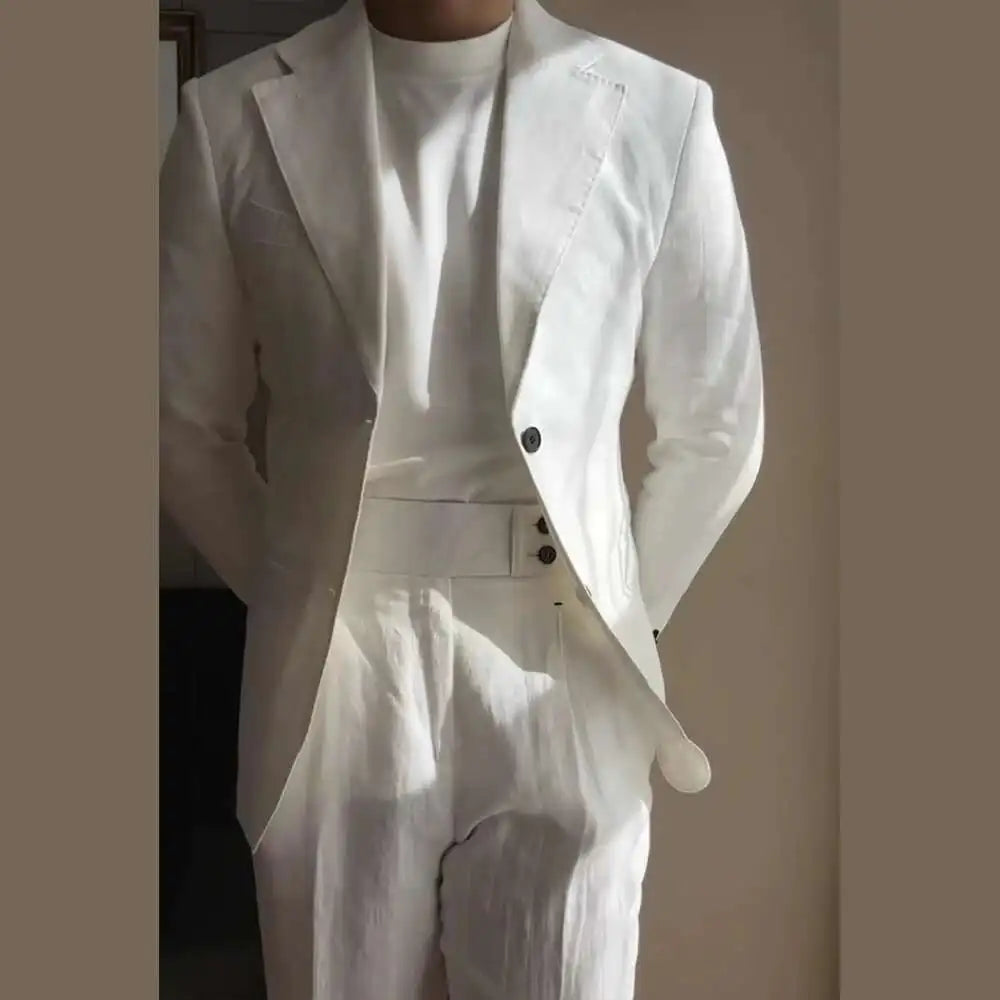 High Quality Linen Blend Business Dress Suit Wedding Suit Men Versatile Casual Office Party Prom Costume Homme Men Tuxedo Suit